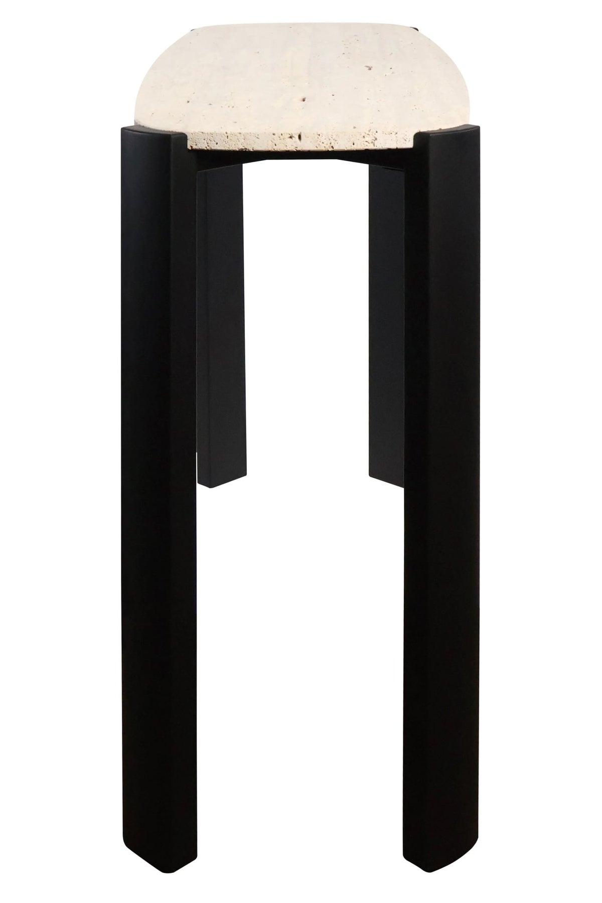 Iberia Travertine Top and Black Acacia Wood Console Table