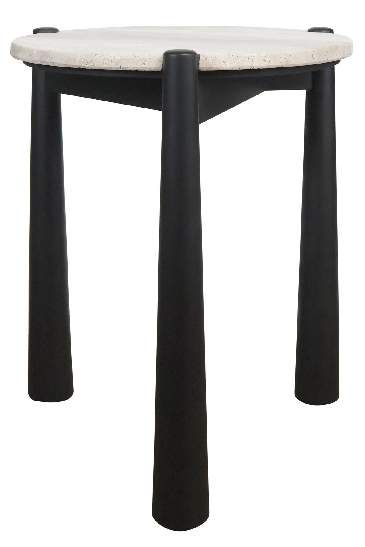 Marlstone Travertine Top and Black Finish Mango Wood Side Table
