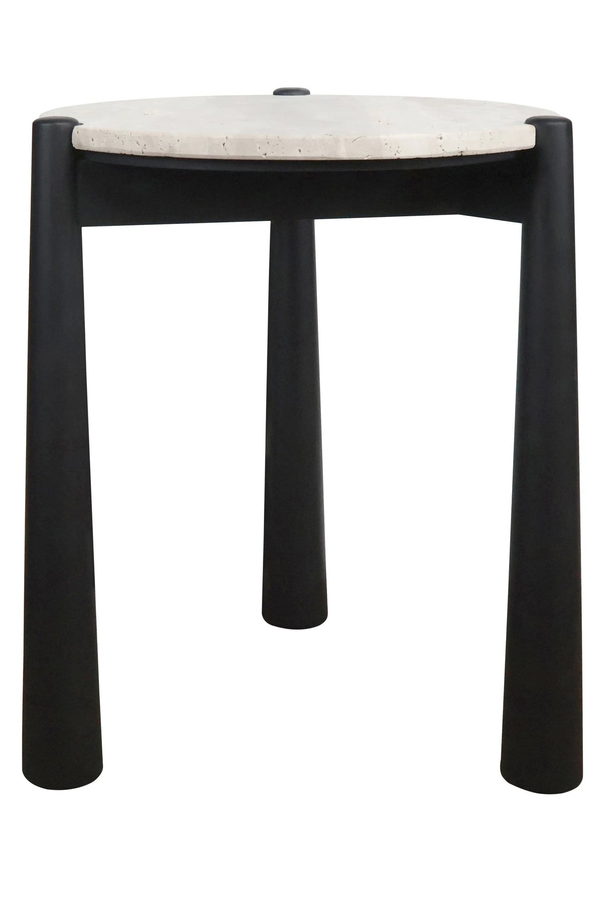 Marlstone Travertine Top and Black Finish Mango Wood Side Table
