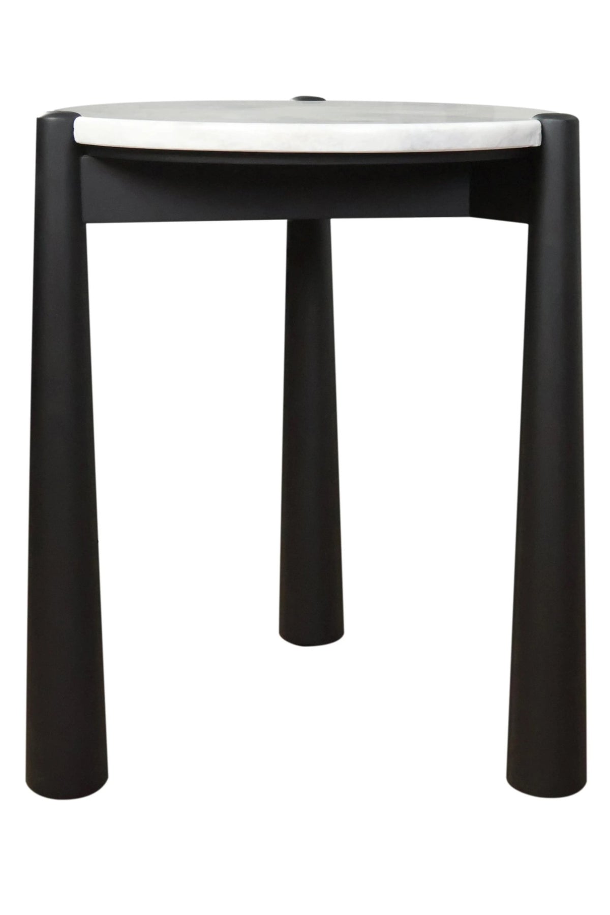Marlstone White Marble Top and Black Finish Mango Wood Side Table
