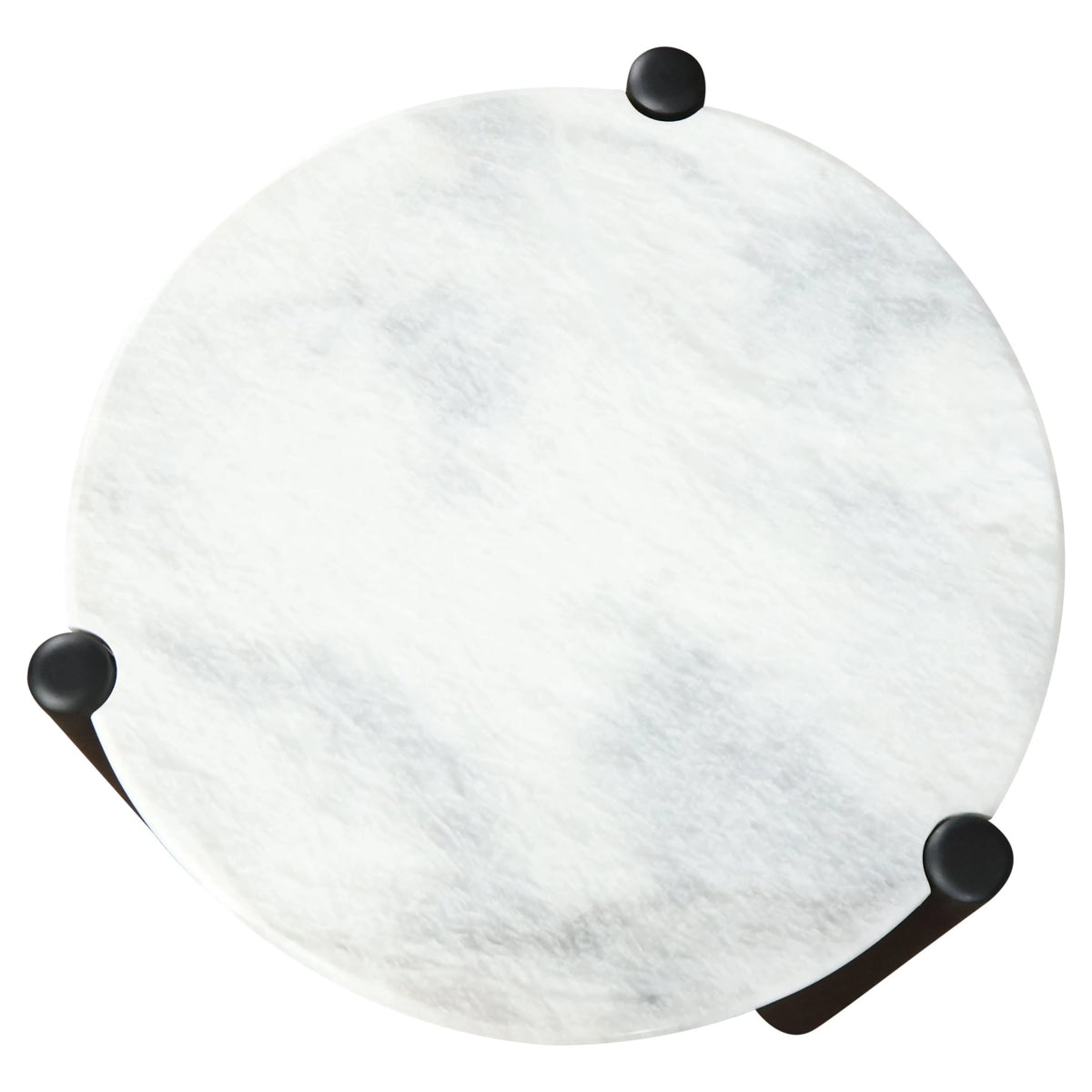 Marlstone White Marble Top and Black Finish Mango Wood Side Table