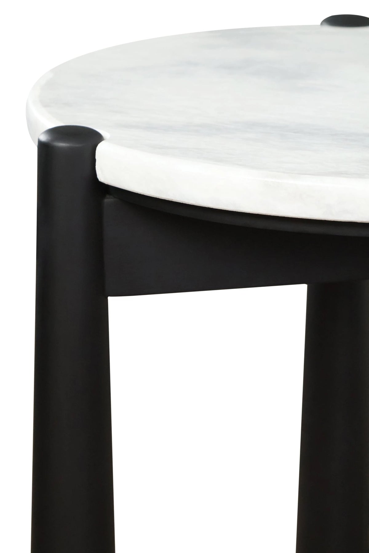 Marlstone White Marble Top and Black Finish Mango Wood Side Table