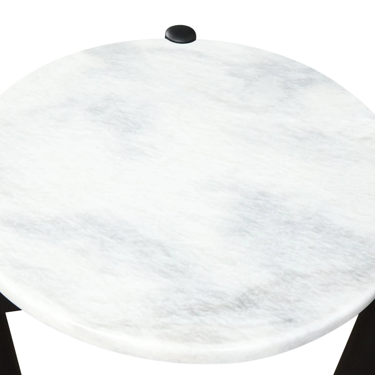 Marlstone White Marble Top and Black Finish Mango Wood Side Table