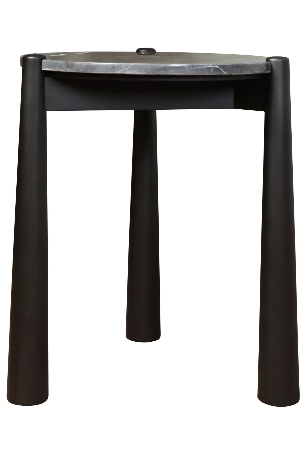 Marlstone Black and White Marble Top Side Table with Mango Wood Legs