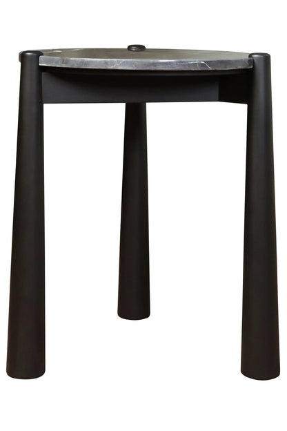 Marlstone Black and White Marble Top Side Table with Mango Wood Legs