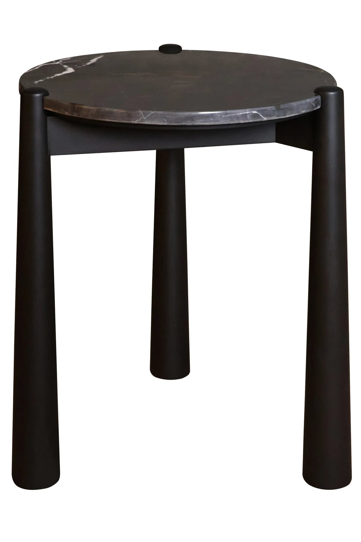 Marlstone Black and White Marble Top Side Table with Mango Wood Legs