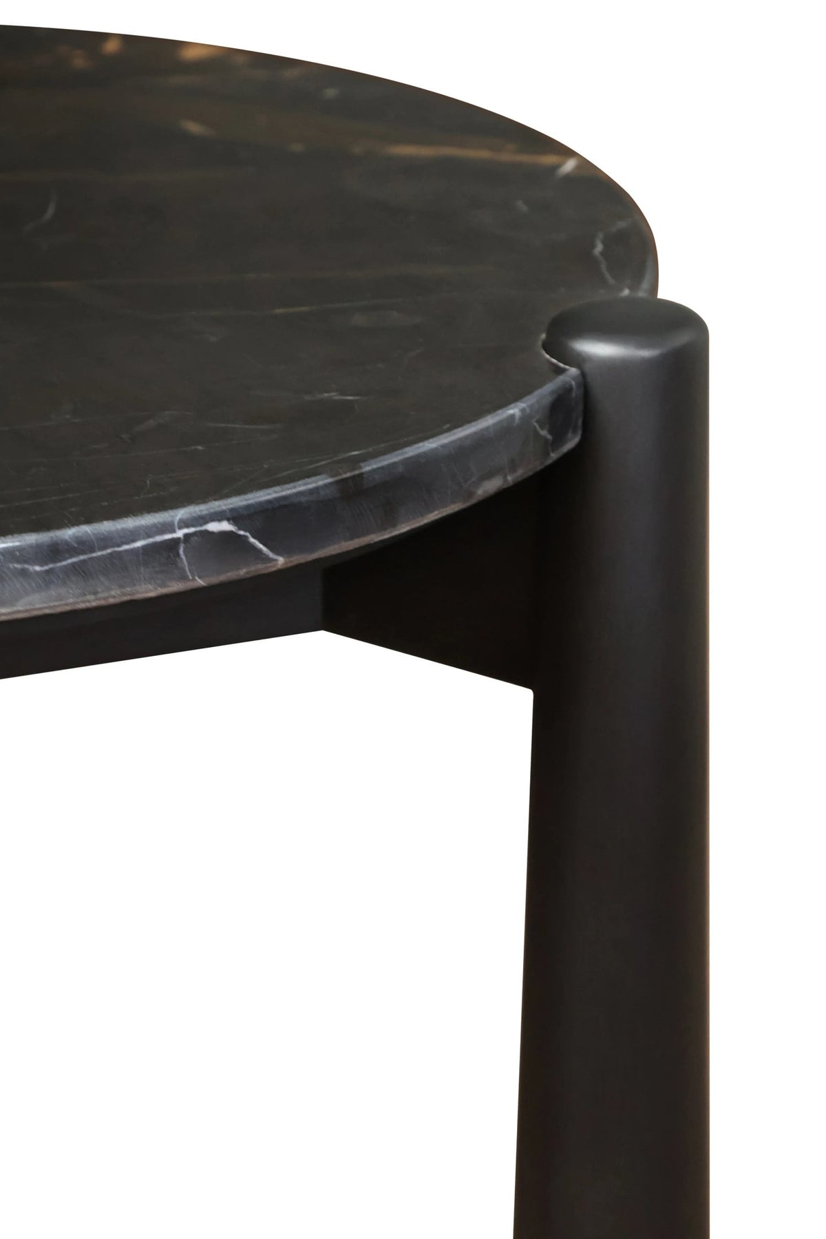 Marlstone Black and White Marble Top Side Table with Mango Wood Legs