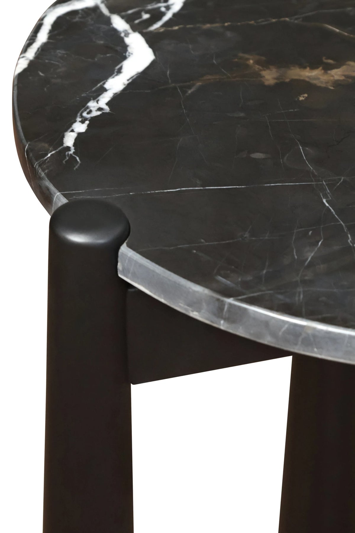 Marlstone Black and White Marble Top Side Table with Mango Wood Legs