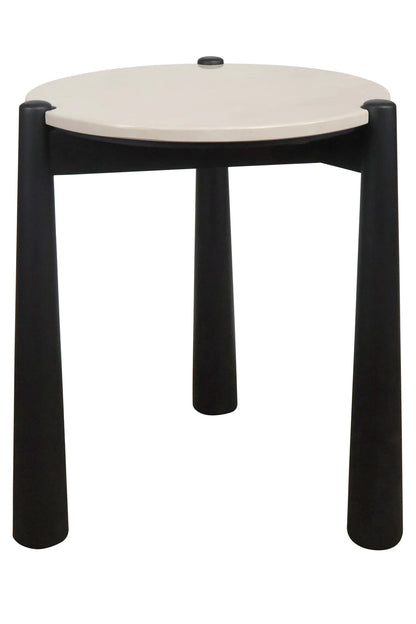 Marlstone Cream Marble Top and Mango Wood Side Table