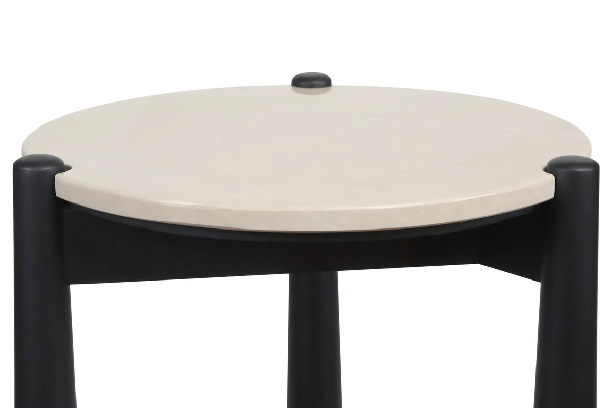 Marlstone Cream Marble Top and Mango Wood Side Table