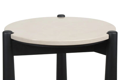 Marlstone Cream Marble Top and Mango Wood Side Table