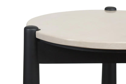 Marlstone Cream Marble Top and Mango Wood Side Table