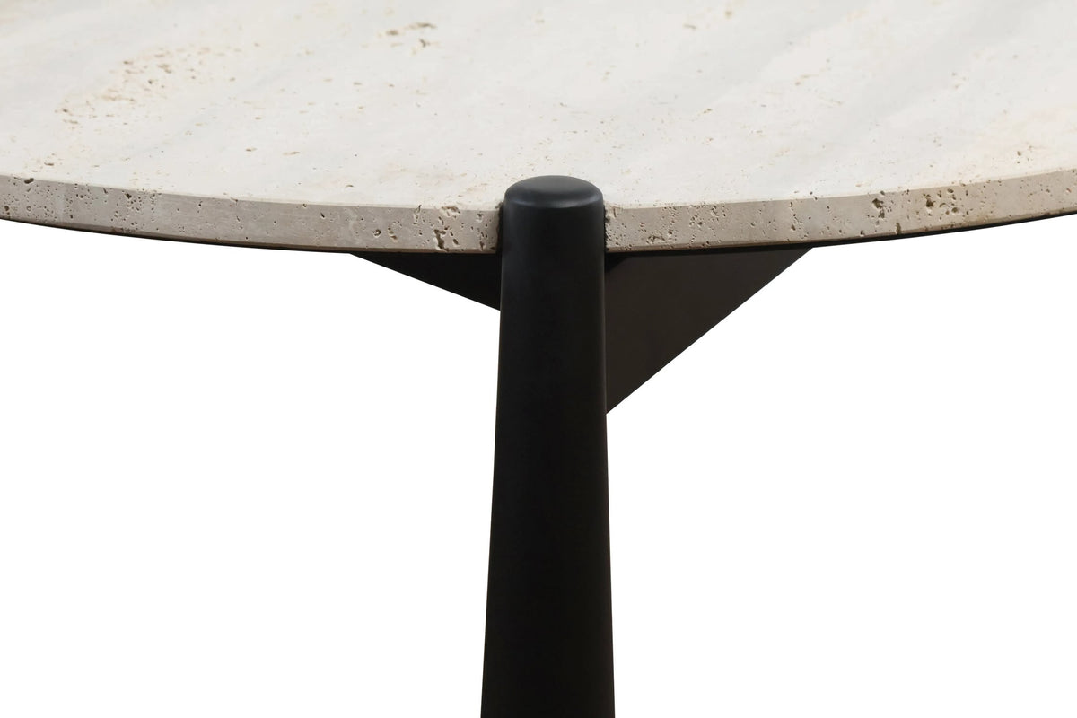 Marlstone Travertine Top and Black Finish Mango Wood Coffee Table