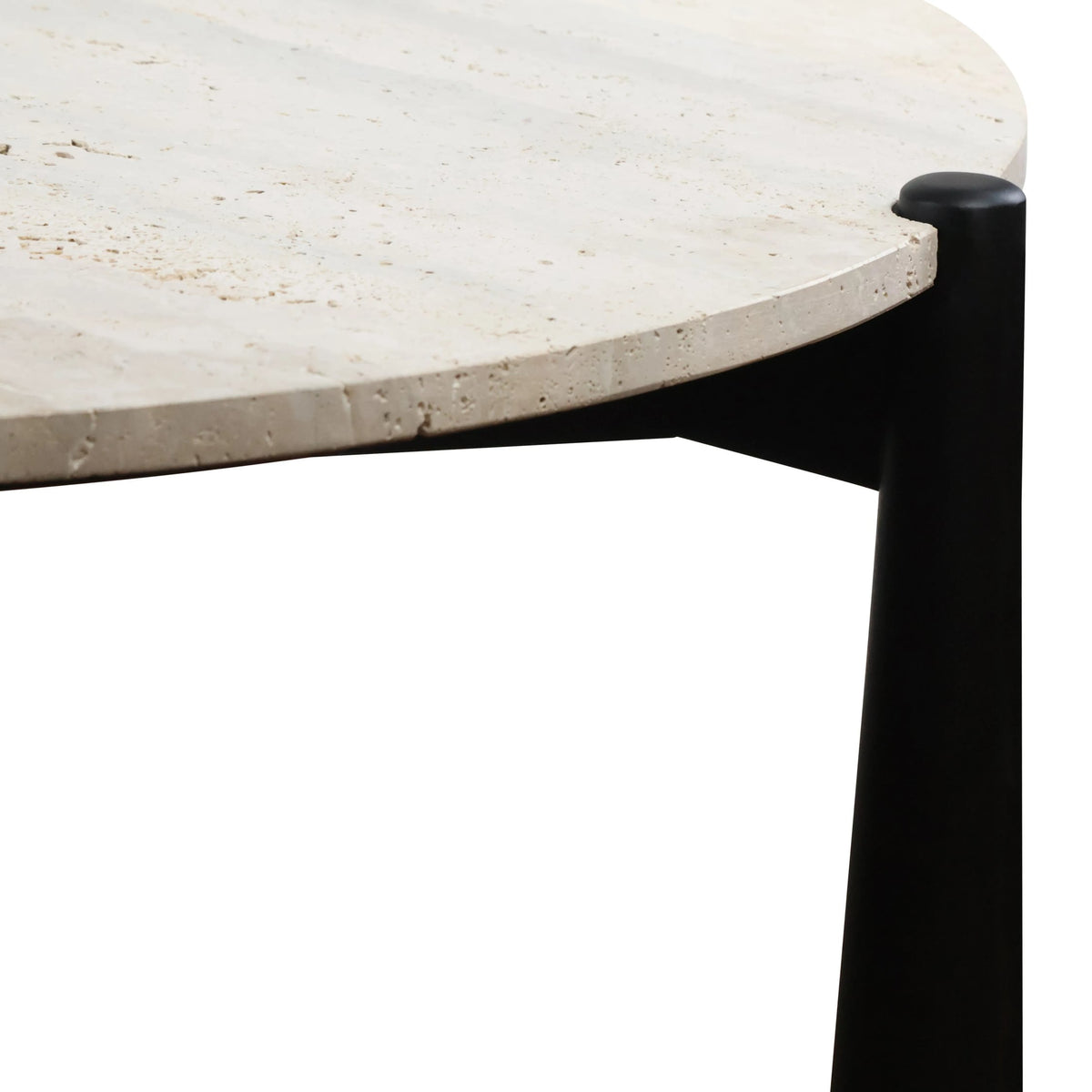 Marlstone Travertine Top and Black Finish Mango Wood Coffee Table