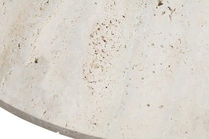 Marlstone Travertine Top and Black Finish Mango Wood Coffee Table
