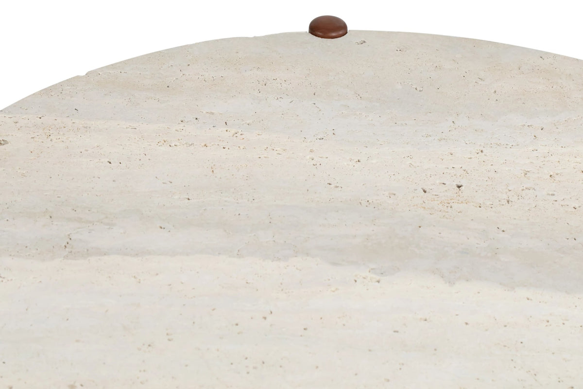 Marlstone Travertine Top and Brown Finish Mango Wood Coffee Table