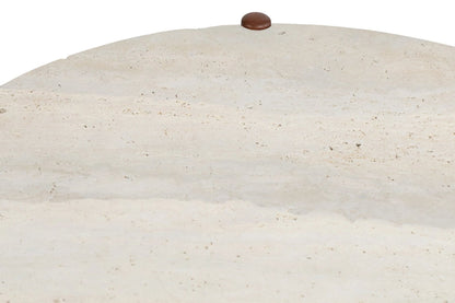 Marlstone Travertine Top and Brown Finish Mango Wood Coffee Table