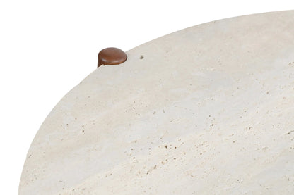 Marlstone Travertine Top and Brown Finish Mango Wood Coffee Table