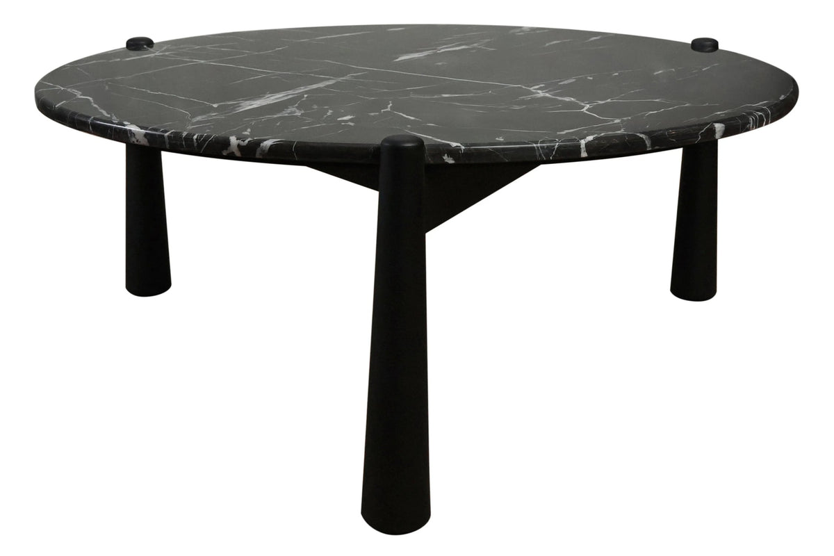 Marlstone Black and White Marble Top Coffee Table with Mango Wood Legs