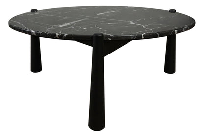 Marlstone Black and White Marble Top Coffee Table with Mango Wood Legs