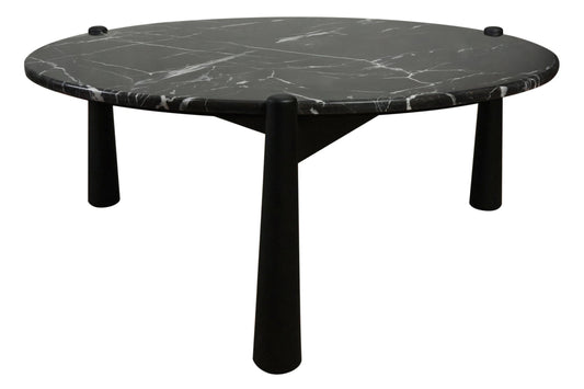 Marlstone Black and White Marble Top Coffee Table with Mango Wood Legs