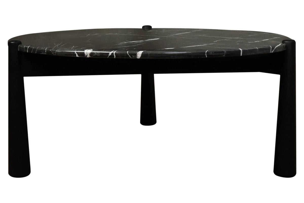 Marlstone Black and White Marble Top Coffee Table with Mango Wood Legs