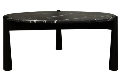 Marlstone Black and White Marble Top Coffee Table with Mango Wood Legs