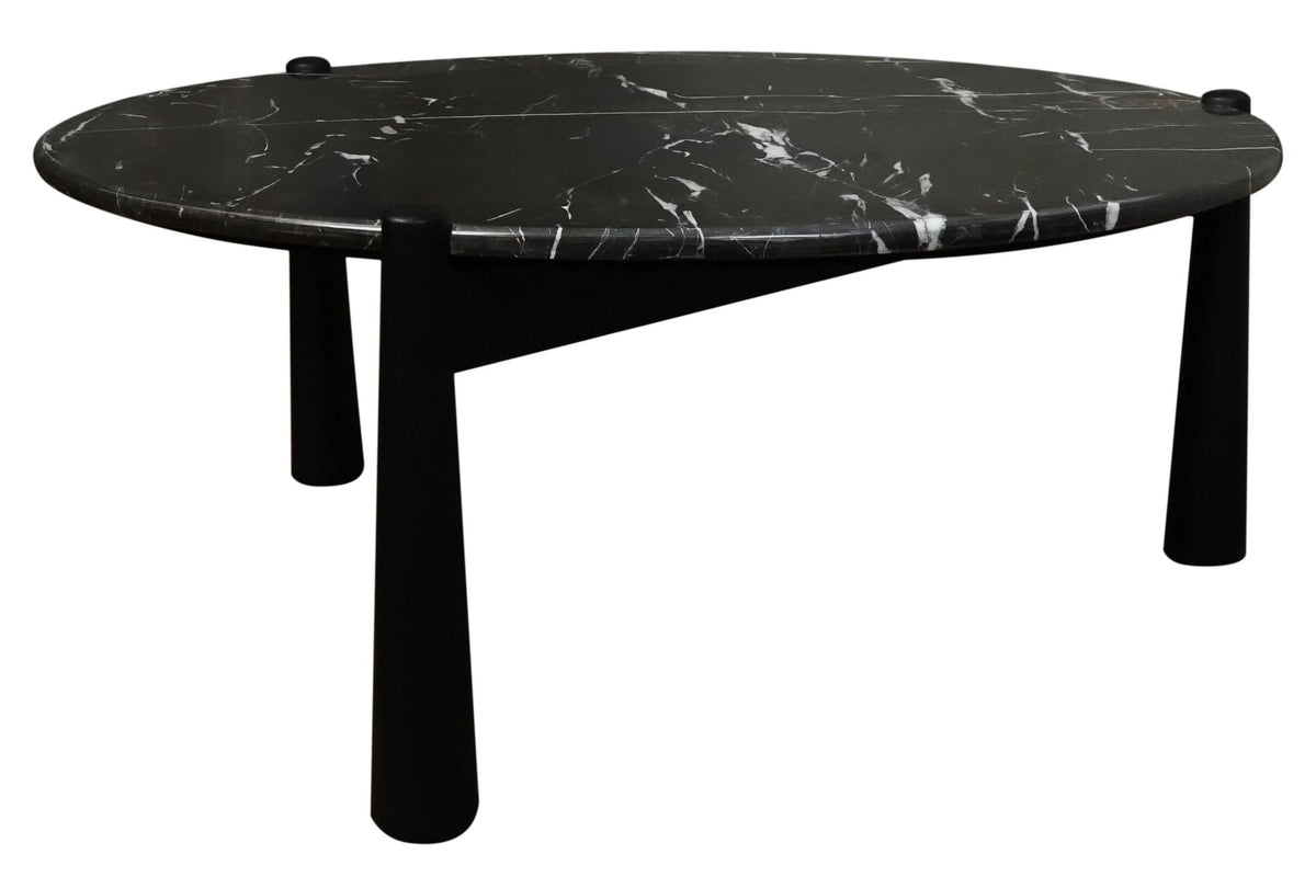 Marlstone Black and White Marble Top Coffee Table with Mango Wood Legs