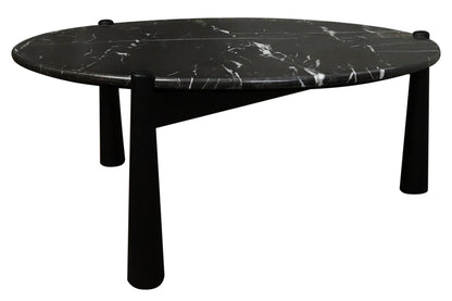 Marlstone Black and White Marble Top Coffee Table with Mango Wood Legs