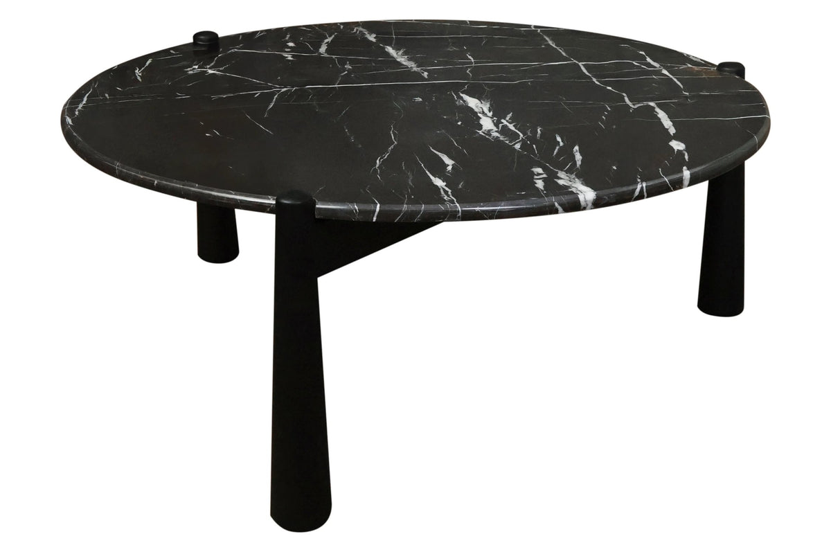 Marlstone Black and White Marble Top Coffee Table with Mango Wood Legs