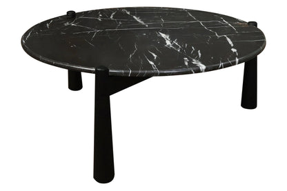 Marlstone Black and White Marble Top Coffee Table with Mango Wood Legs