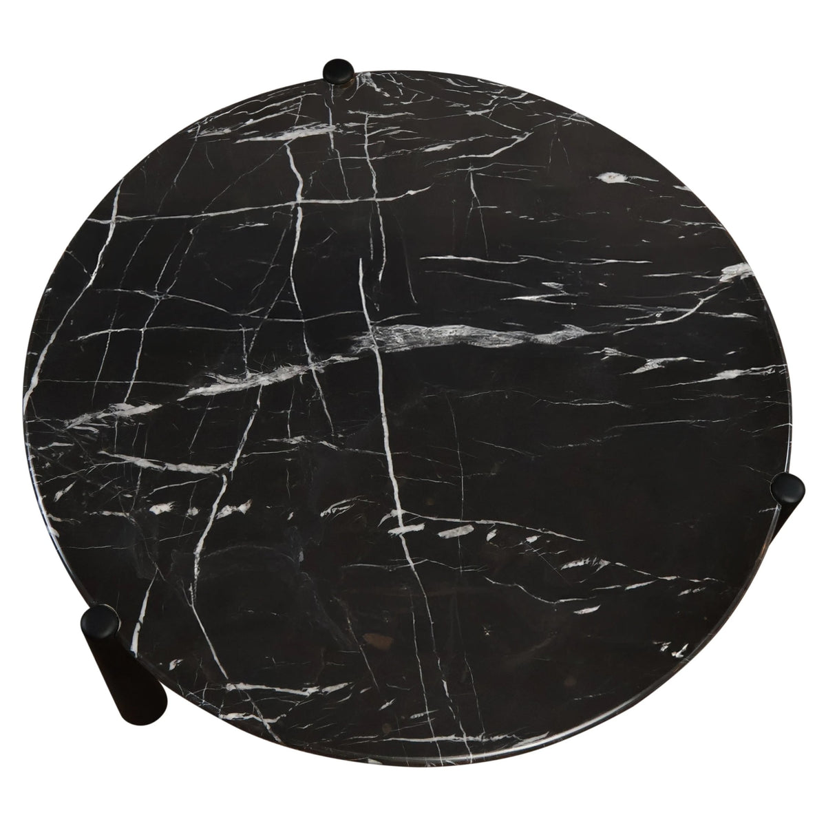 Marlstone Black and White Marble Top Coffee Table with Mango Wood Legs