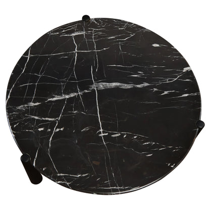 Marlstone Black and White Marble Top Coffee Table with Mango Wood Legs