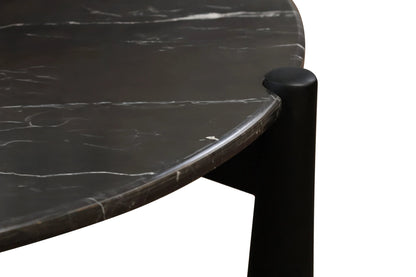 Marlstone Black and White Marble Top Coffee Table with Mango Wood Legs