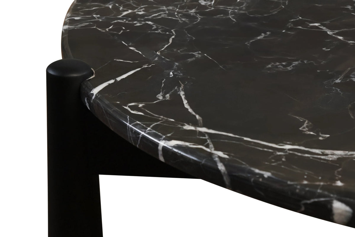 Marlstone Black and White Marble Top Coffee Table with Mango Wood Legs