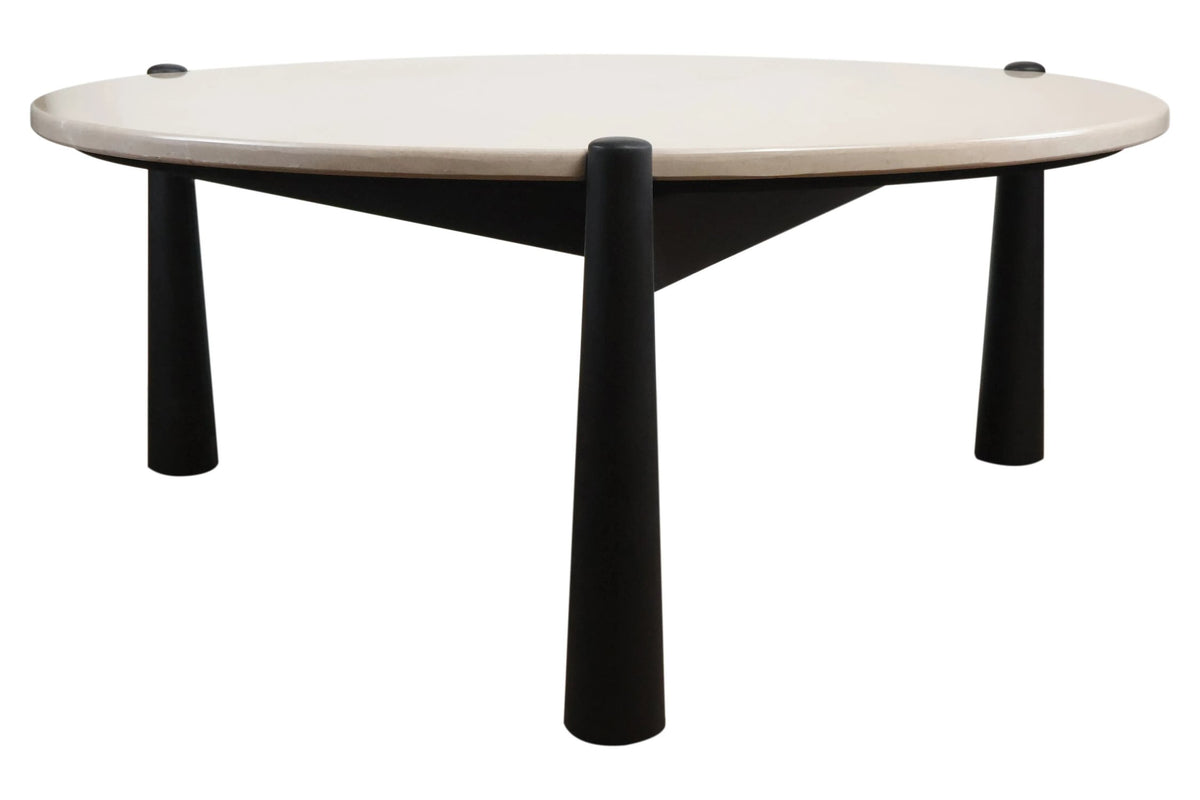 Marlstone Cream Marble Top and Black Mango Wood Coffee Table