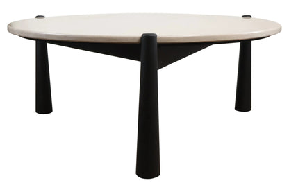 Marlstone Cream Marble Top and Black Mango Wood Coffee Table