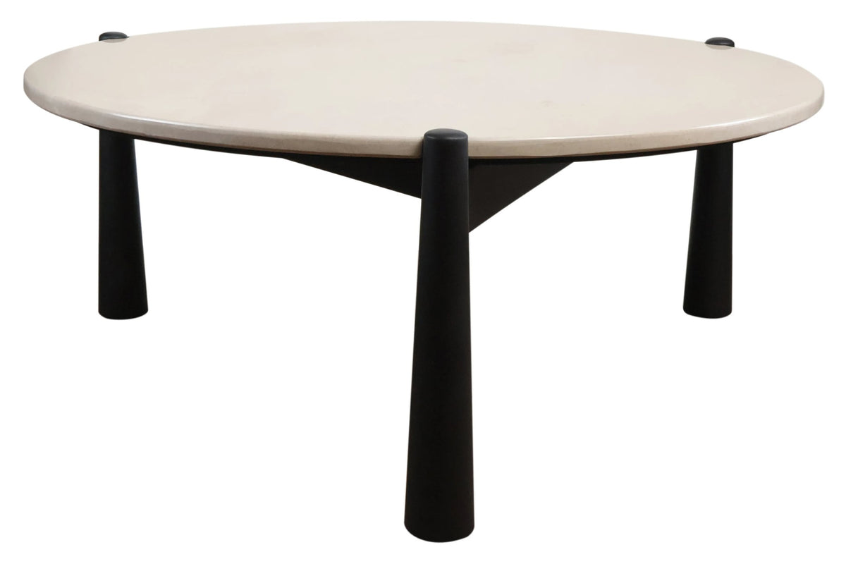 Marlstone Cream Marble Top and Black Mango Wood Coffee Table