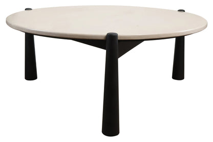 Marlstone Cream Marble Top and Black Mango Wood Coffee Table