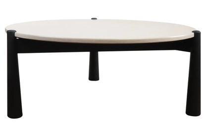 Marlstone Cream Marble Top and Black Mango Wood Coffee Table