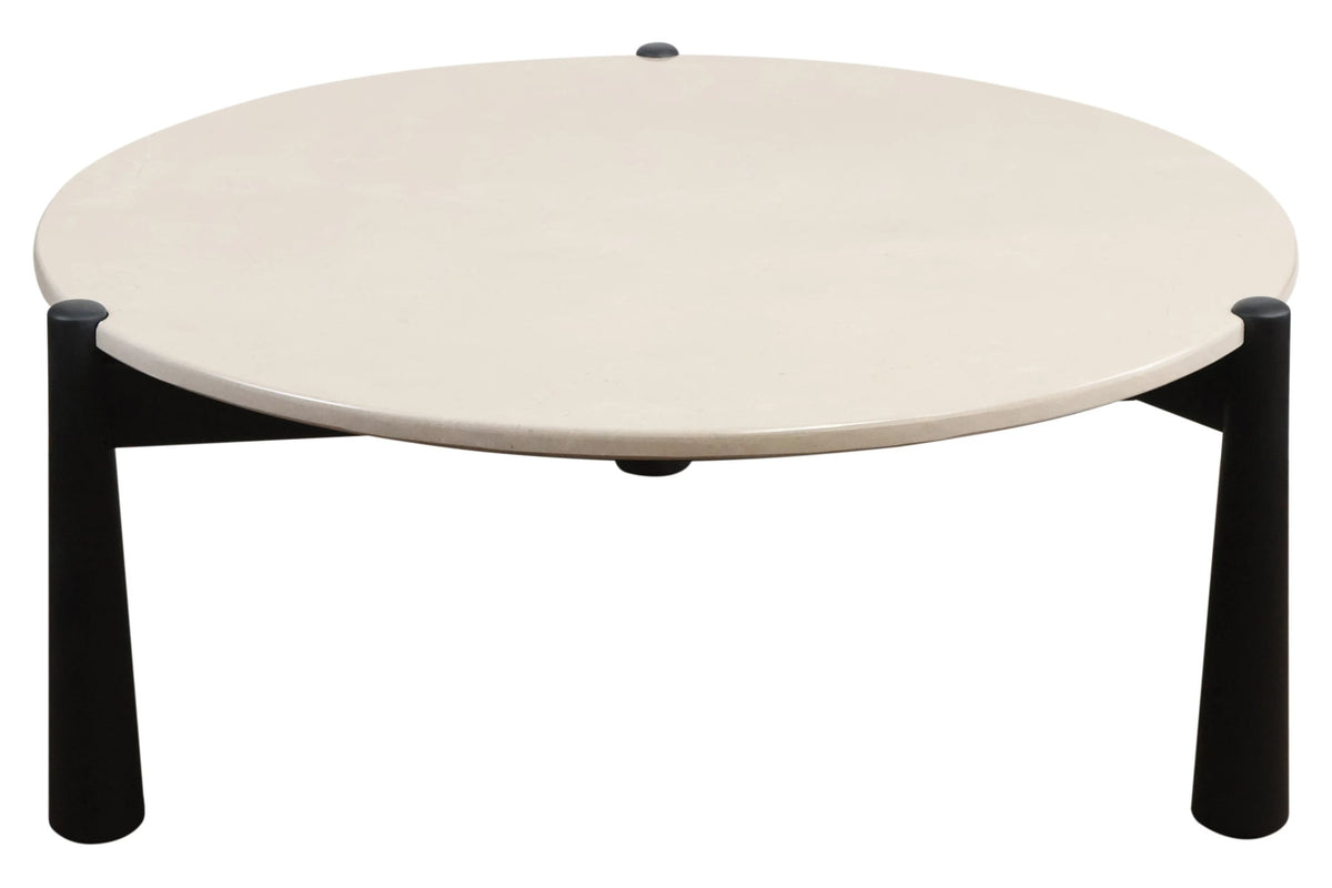 Marlstone Cream Marble Top and Black Mango Wood Coffee Table