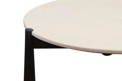 Marlstone Cream Marble Top and Black Mango Wood Coffee Table