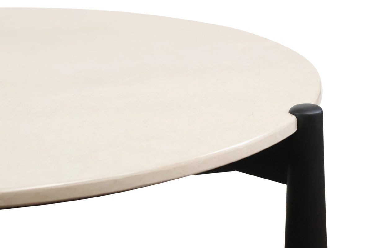 Marlstone Cream Marble Top and Black Mango Wood Coffee Table
