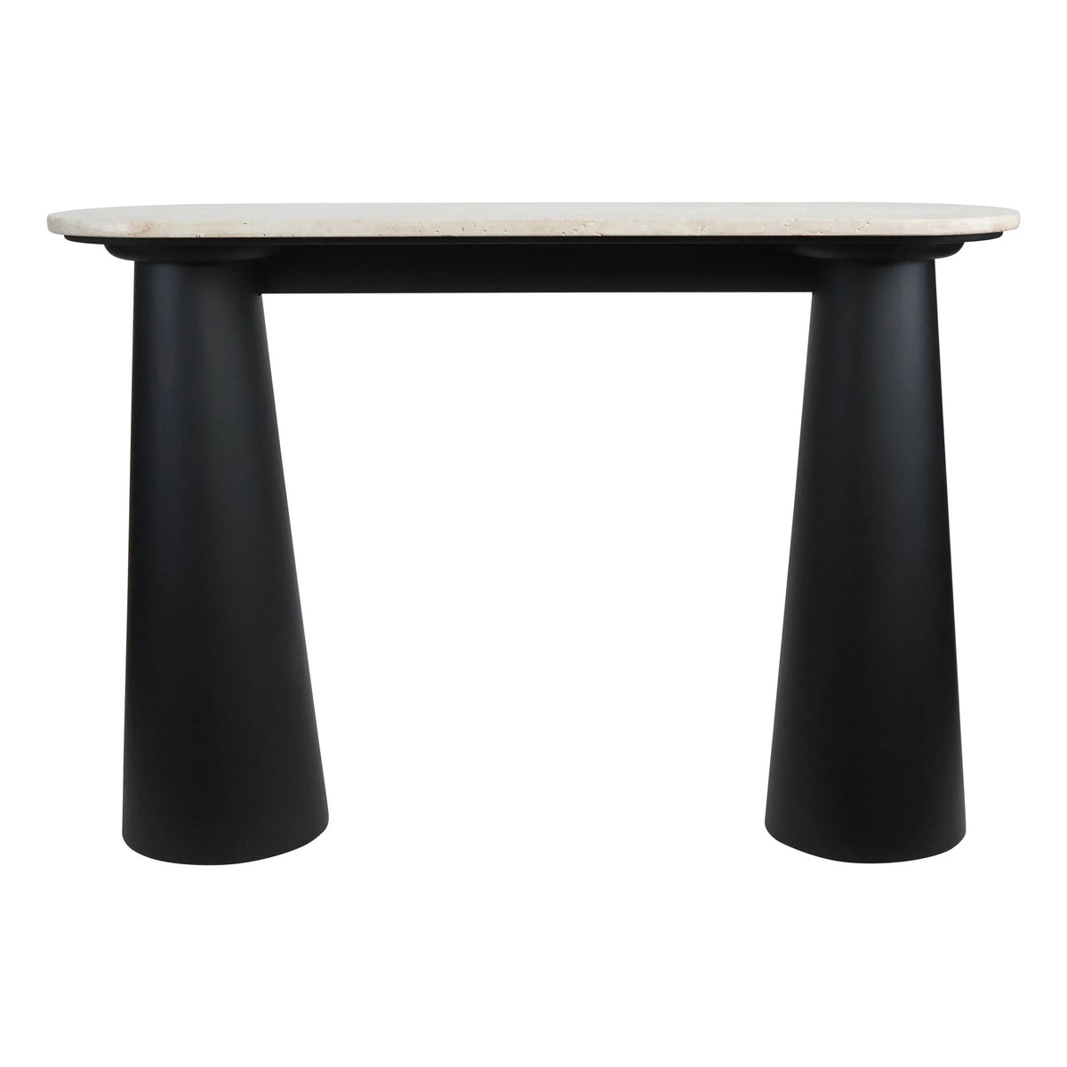 Stonehaven Travertine Top and Black Mango Wood Console Table