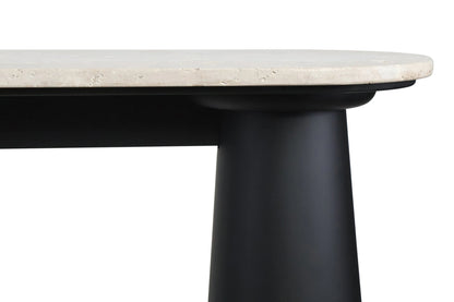 Stonehaven Travertine Top and Black Mango Wood Console Table