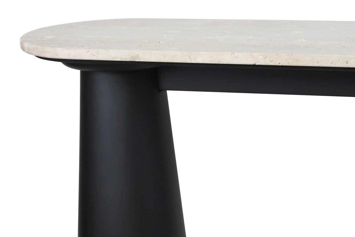 Stonehaven Travertine Top and Black Mango Wood Console Table