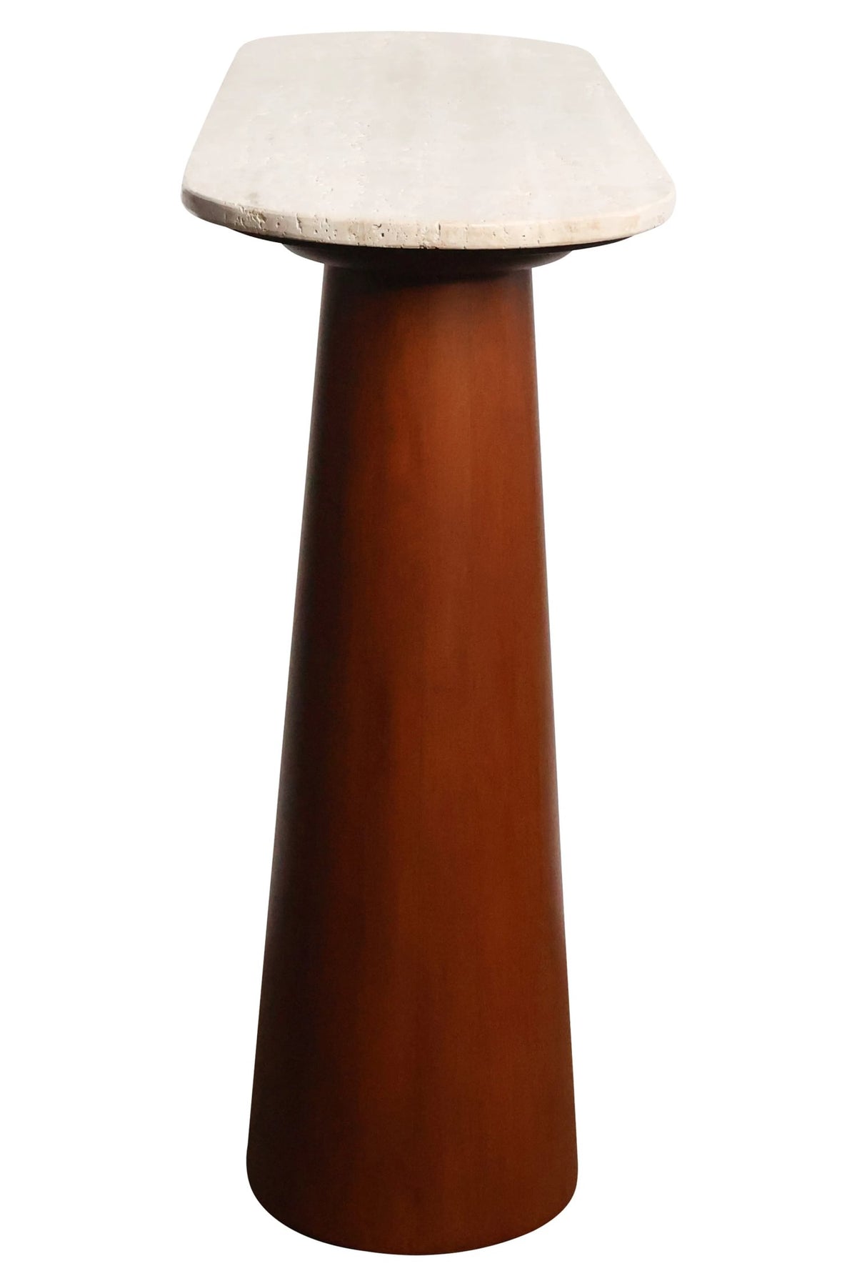 Stonehaven Travertine Top and Brown Mango Wood Console Table