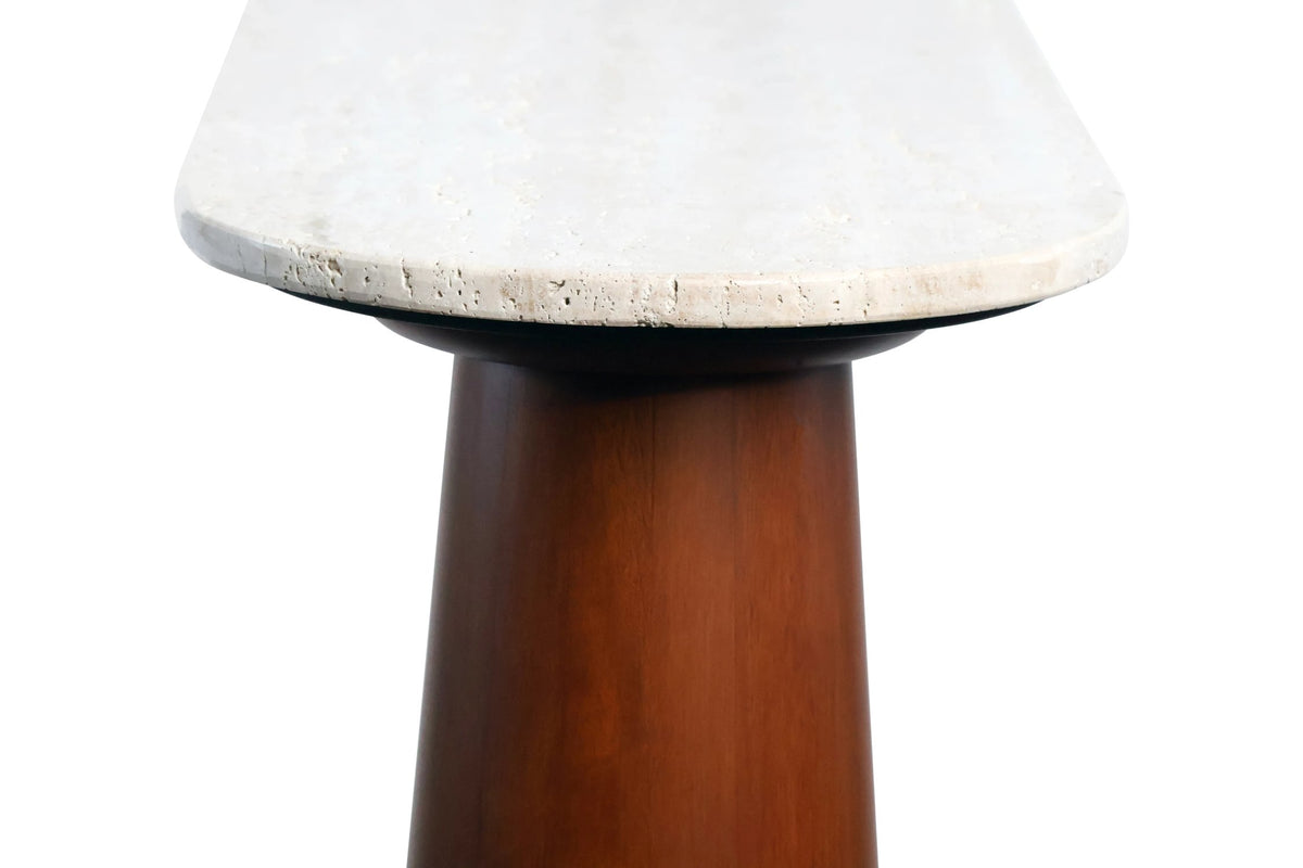 Stonehaven Travertine Top and Brown Mango Wood Console Table