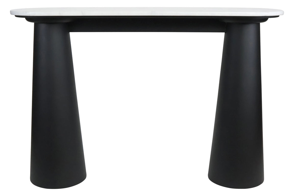 Stonehaven White Marble Top and Black Mango Wood Console Table