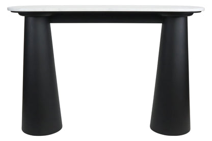 Stonehaven White Marble Top and Black Mango Wood Console Table